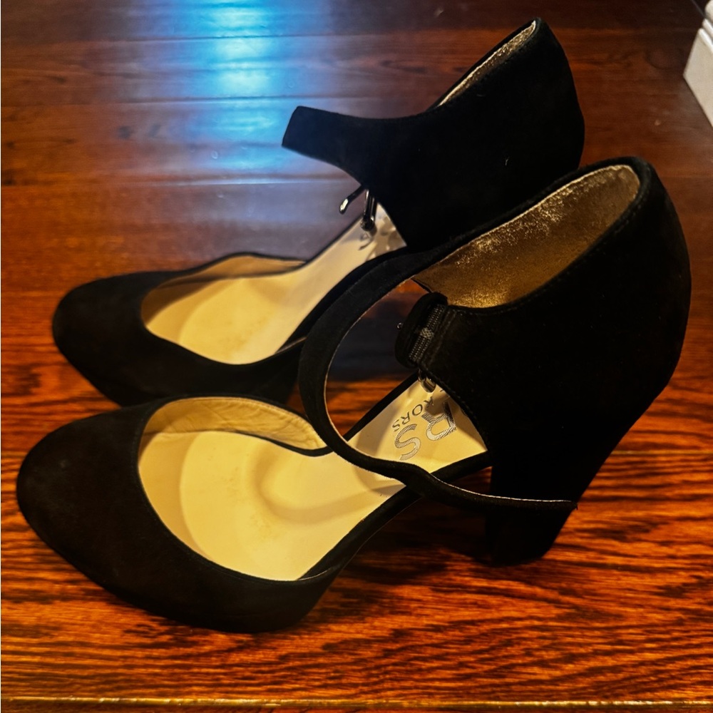 Black Suede Mary Jane Platform 4” Heels